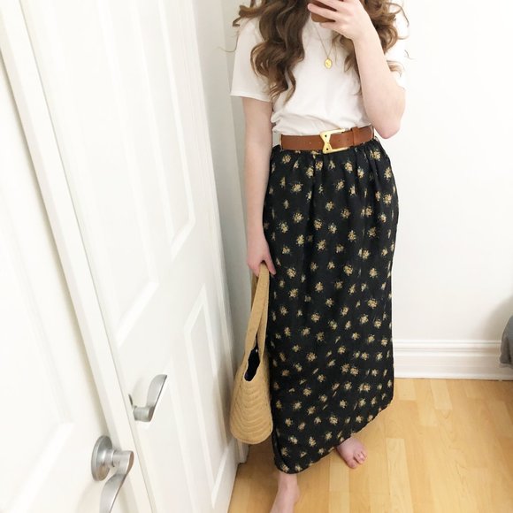 Vintage Cottagecore High Waisted Floral Maxi Skirt - Picture 3 of 5
